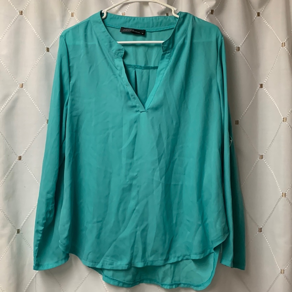 ZANZEA Women's Chiffon Solid V Neck Cuffed Sleeve T Shirt Blouse Top - Picture 4 of 8
